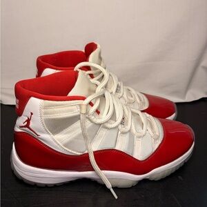 Jordan Red and White Cherry 11 High-Top Sneakers